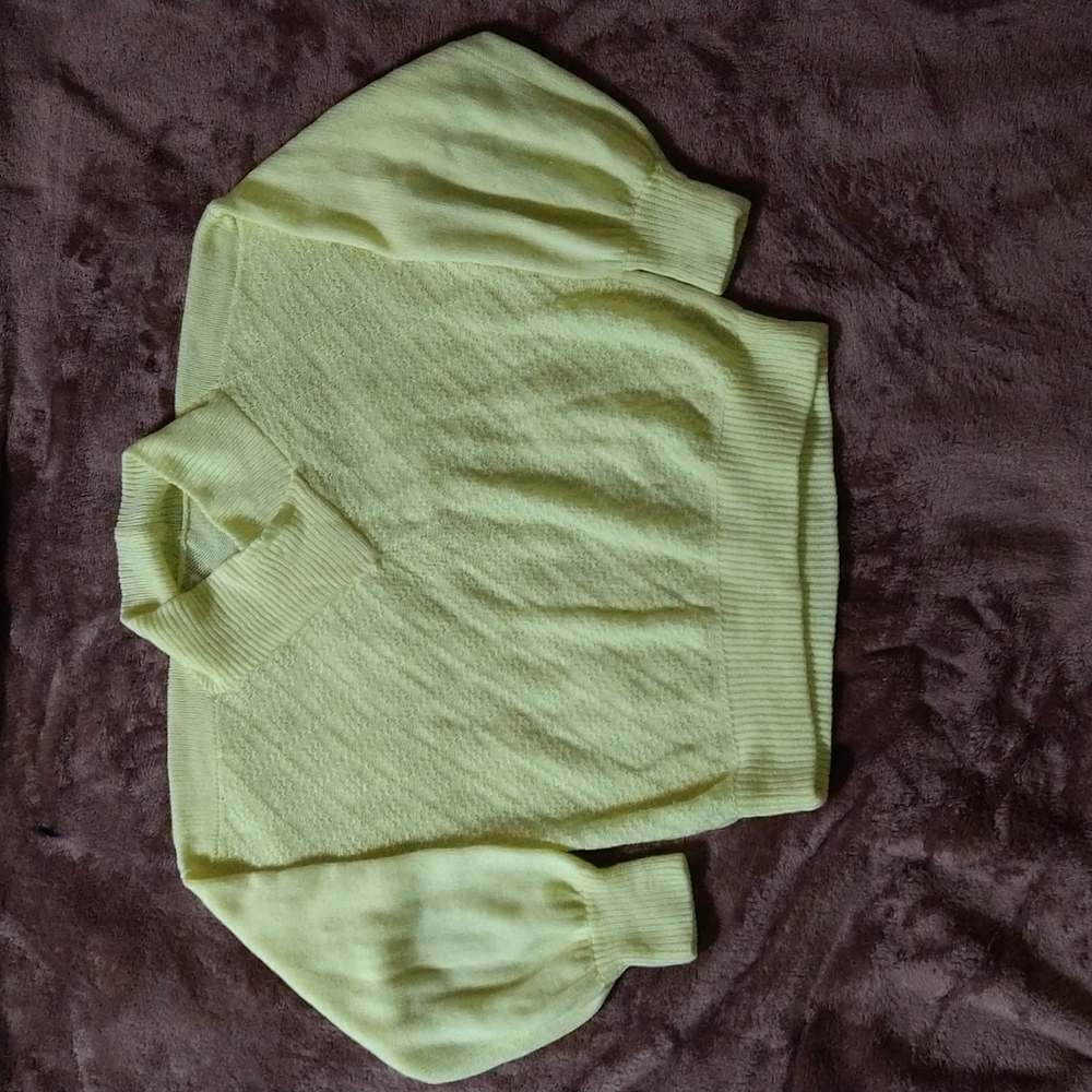 Rueay Glatzhofer bright yellow sweater